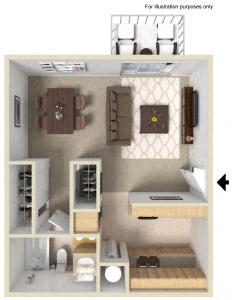 Floor plan for studio, 1 bath, 460 sqft